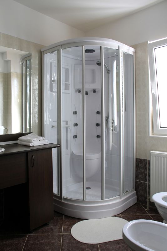 Shower with Clear Glass Panels